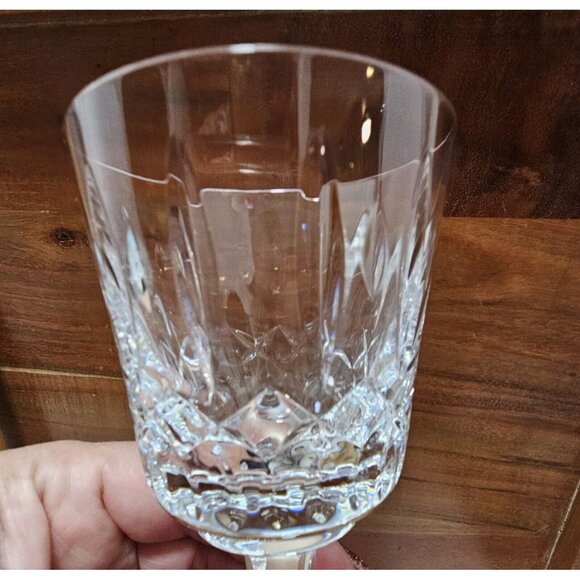 3) Atlantis Fatima Stem Wine Glasses 6" Made in Portugal cut starburst - Picture 5 of 15